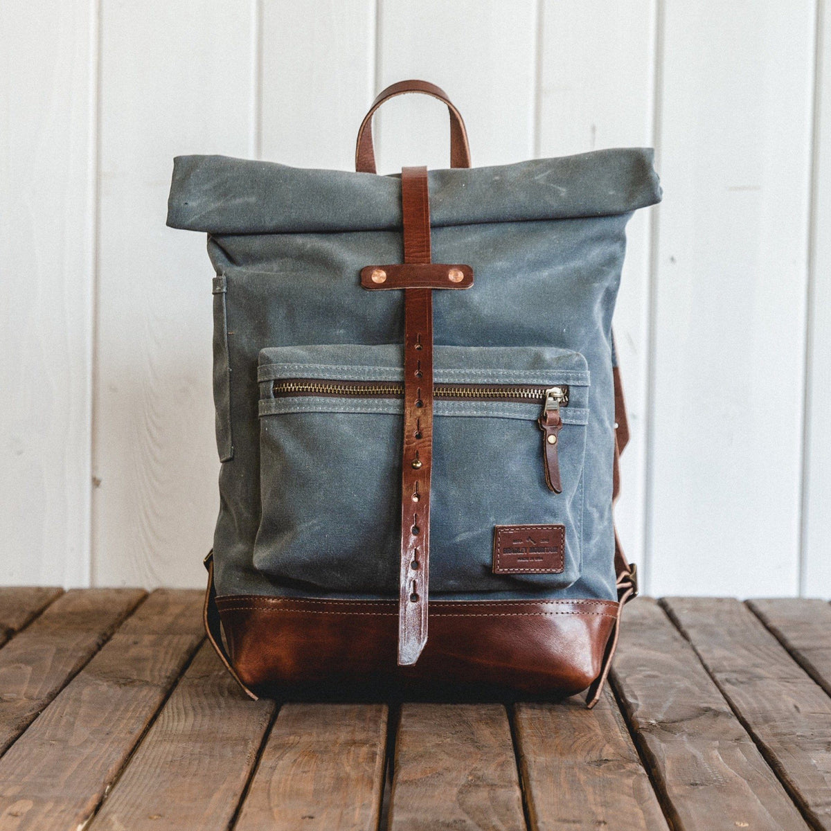 boubideal canvas and leather backpack The Biographer