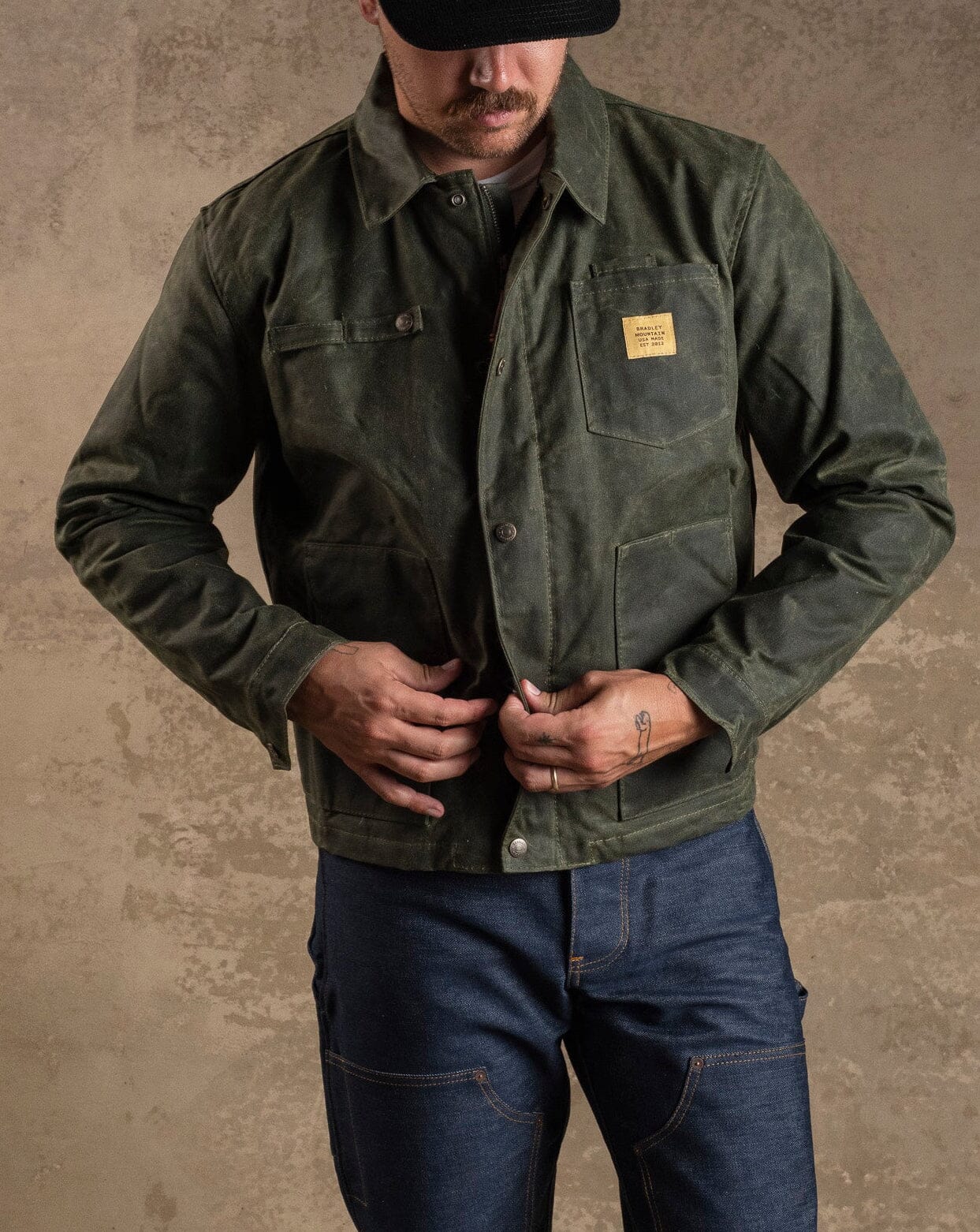Cabin Jacket w/ Zipper - Forest (New Grey wool) Bradley Mountain 