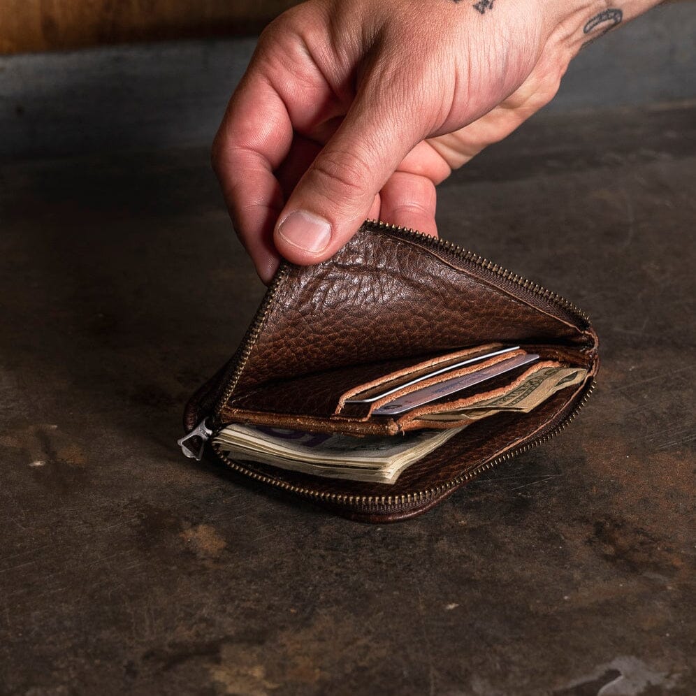 Zip Wallet - Walnut Leather Bradley Mountain 