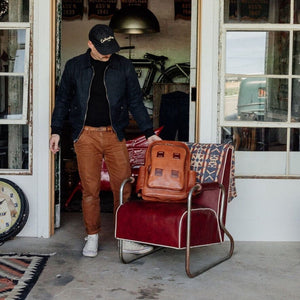 brown leather jacket man with backpack The Philos Men & Women The Maker Convertible Mens Leather Backpack purse for laptop Handmade Waxed Canvas & Leather