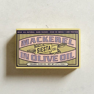 
            
                Load image into Gallery viewer, Mackerel in Organic Olive Oil - Siesta Co. Bradley Mountain 
            
        