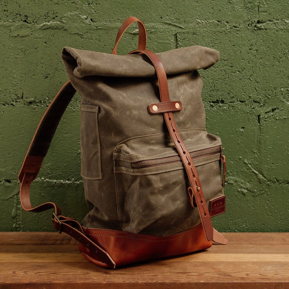 Waxed Canvas Rolltop Backpack | Dakota Collection | Field Khaki