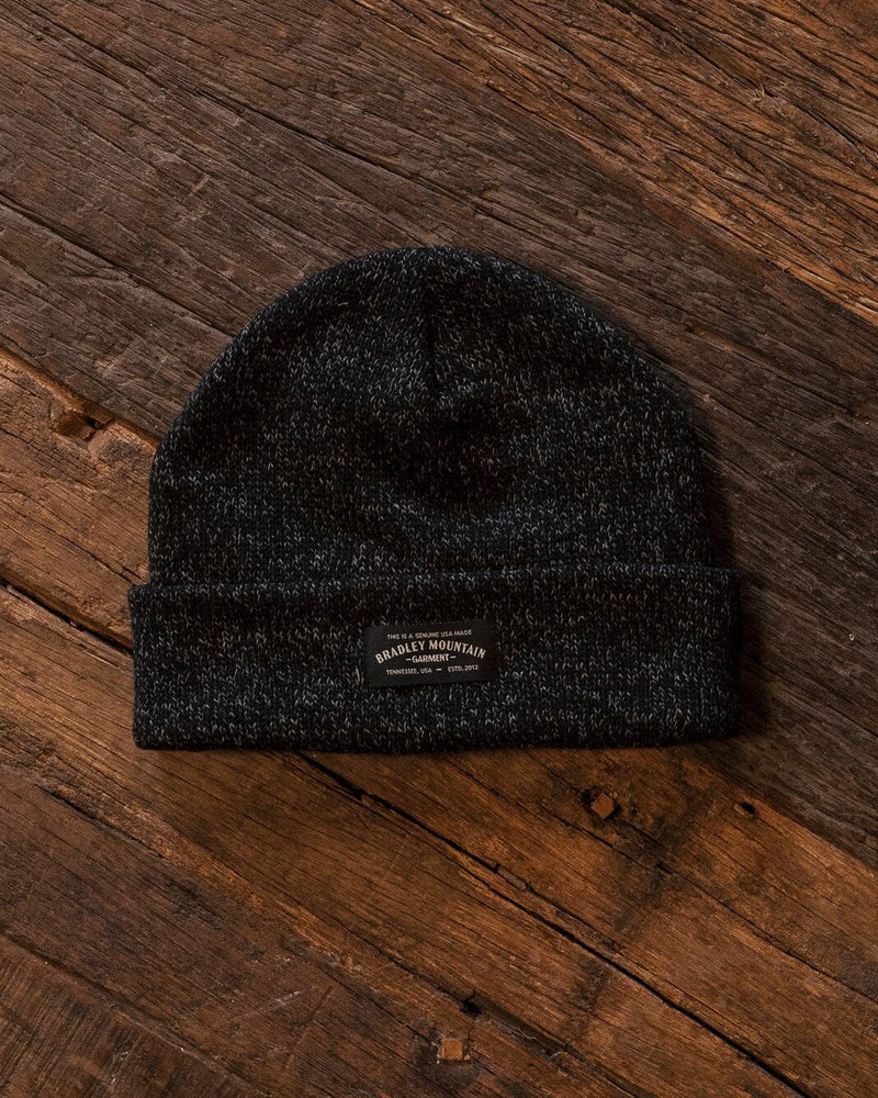 Melange Ragg Wool Beanie - Black Marl Bradley Mountain 