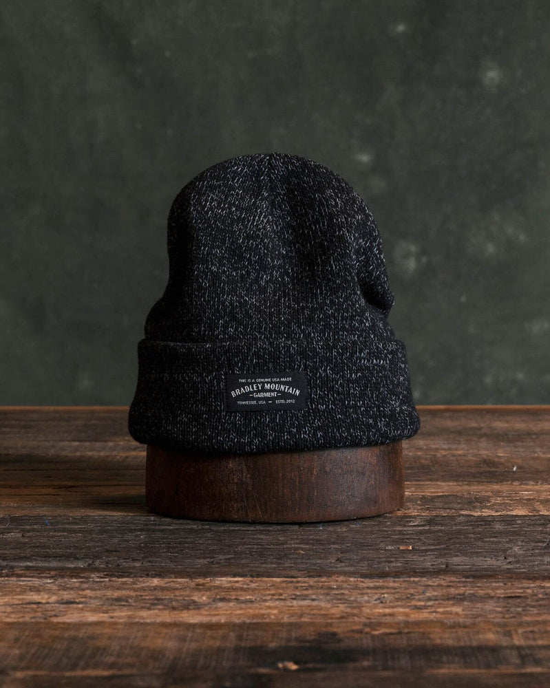 Melange Ragg Wool Beanie - Black Marl Bradley Mountain 