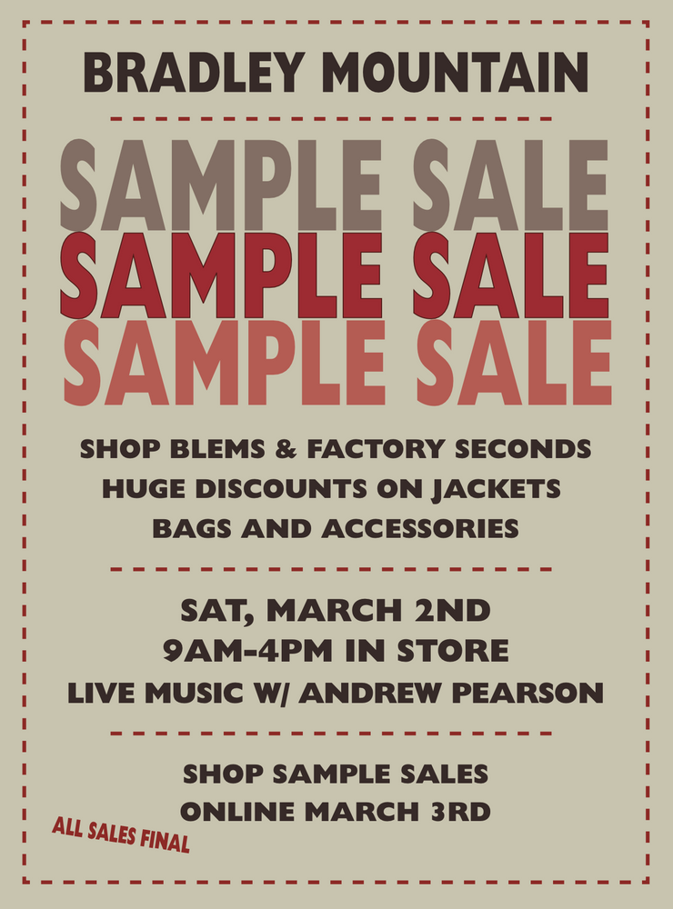 Sample Sale! - In Store Event Event 