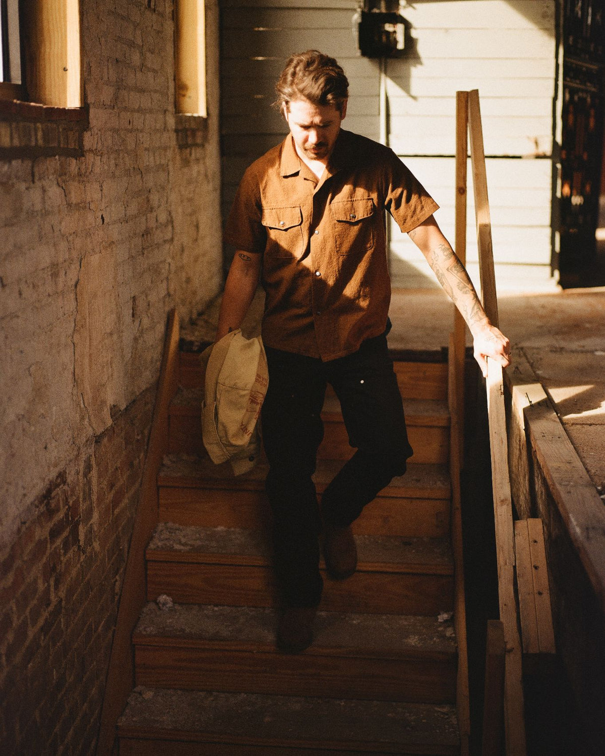 Wally Camp Shirt - Bark Pearl Snap Bradley Mountain 