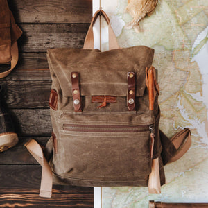 canvas leather backpack made in usa - Canvas Backpack Rucksack 22L - Genuine Leather, Waxed Canvas, Large Capacity, With Laptop Compartment This canvas backpack offers unmatched durability and functionality 25L Traveler Canvas Backpack Tan