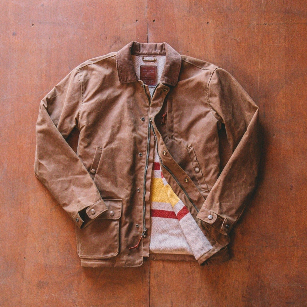 Men's Waxed Canvas Field Jacket in Khaki Tan - Thursday