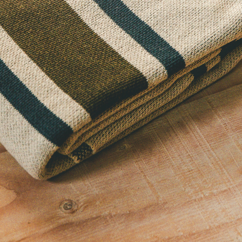 Jacquard Wool Blanket - Olive Bradley Mountain 