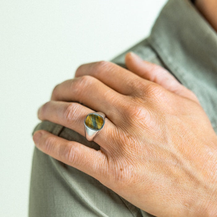 
            
                Load image into Gallery viewer, Tigers Eye Signet Ring Bradley Mountain 
            
        