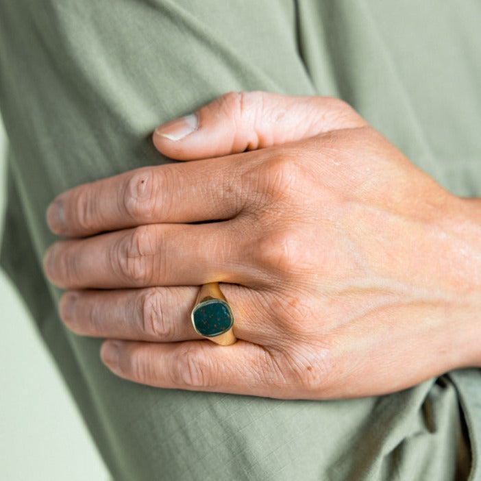 
            
                Load image into Gallery viewer, Bloodstone Signet Ring Bradley Mountain 
            
        