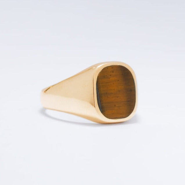 
            
                Load image into Gallery viewer, Tigers Eye Signet Ring Bradley Mountain Gold 7 
            
        