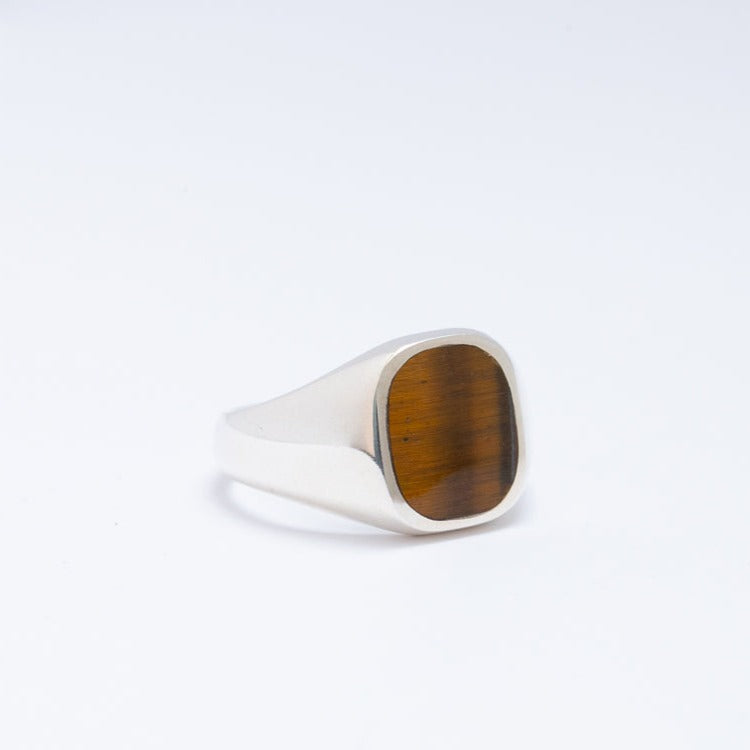 
            
                Load image into Gallery viewer, Tigers Eye Signet Ring Bradley Mountain Silver 7 
            
        