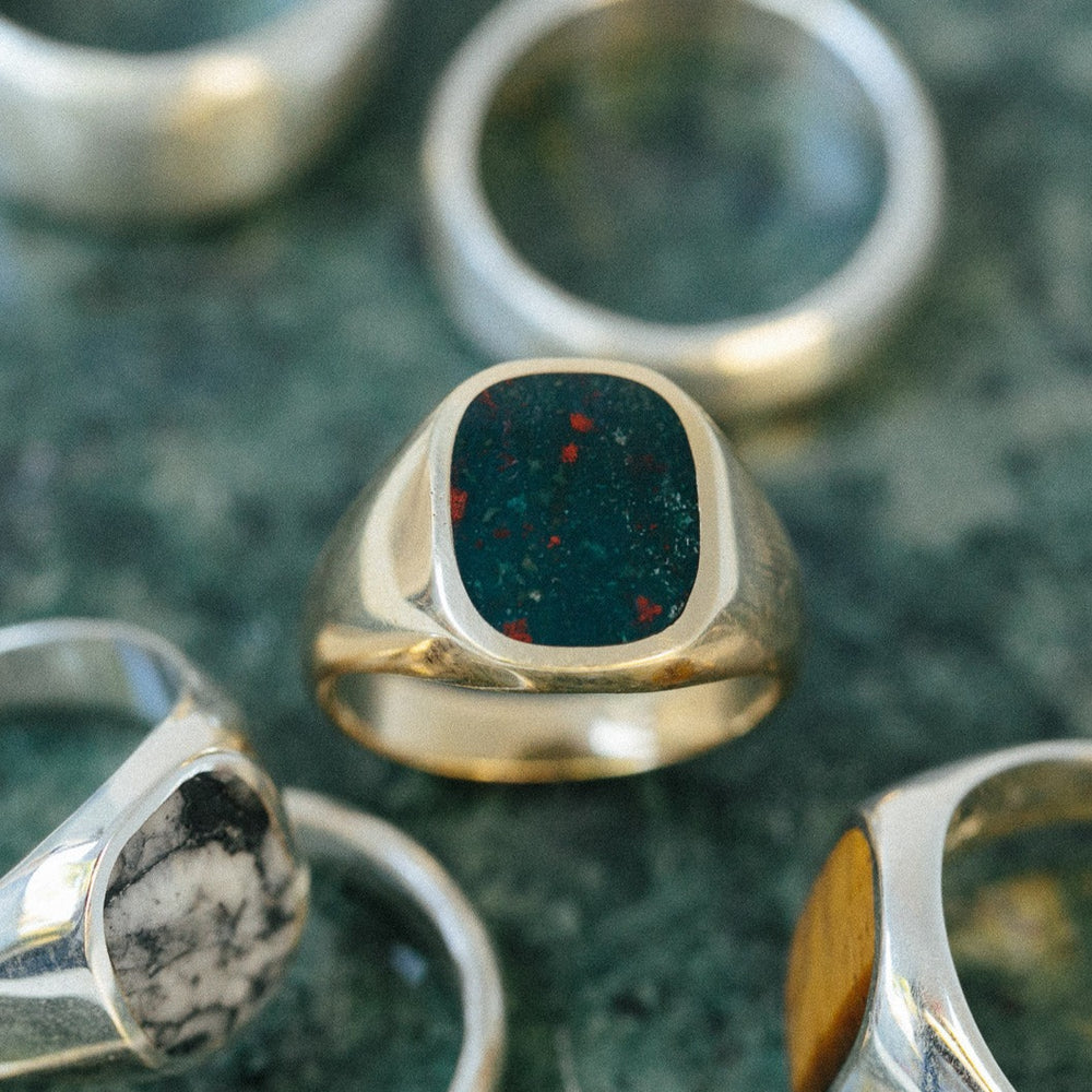 
            
                Load image into Gallery viewer, Bloodstone Signet Ring Bradley Mountain 
            
        