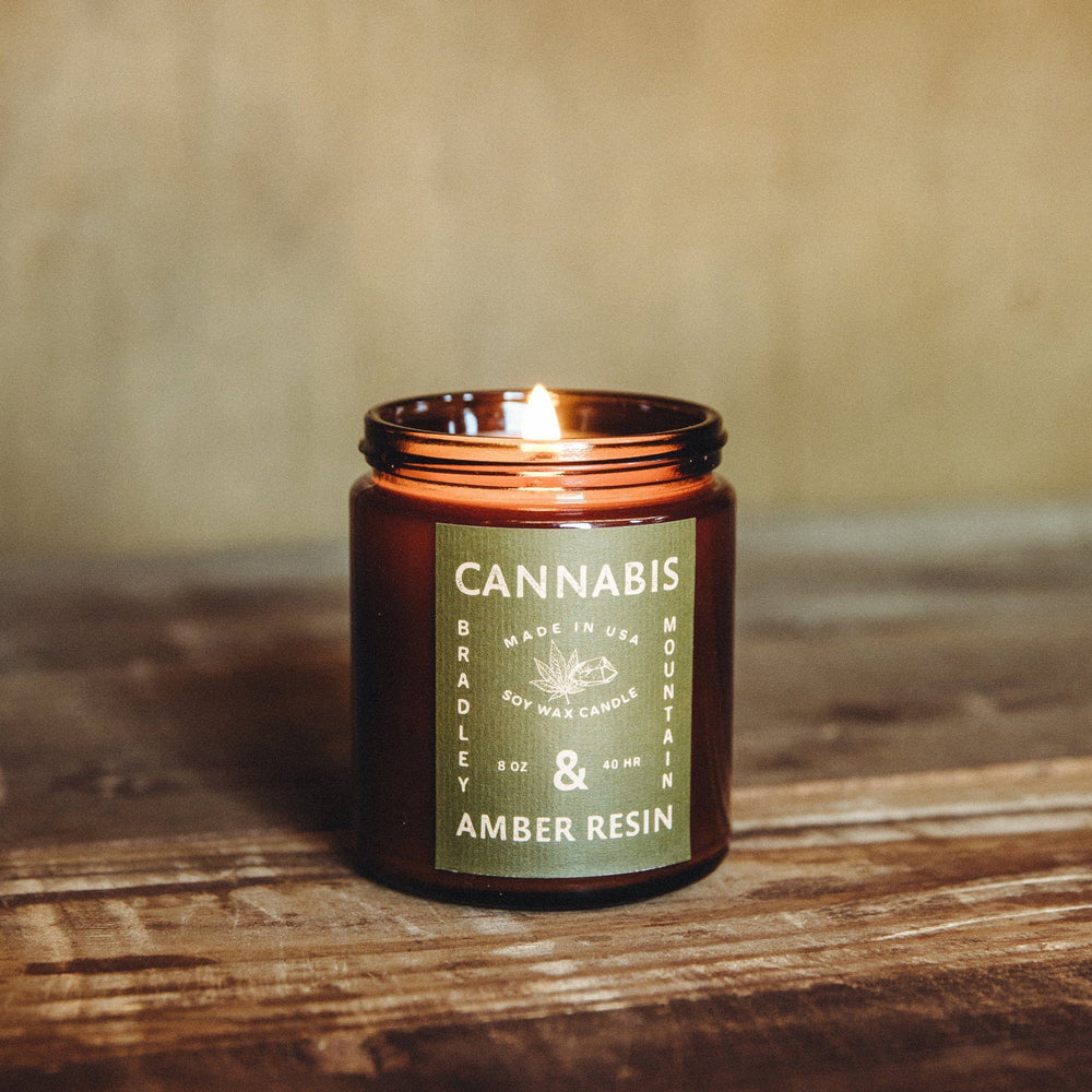 
            
                Load image into Gallery viewer, Cannabis &amp;amp; Amber Resin Candle Bradley Mountain 
            
        