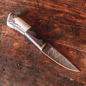 
            
                Load image into Gallery viewer, Damascus Stag Horn Knife Bradley Mountain 
            
        