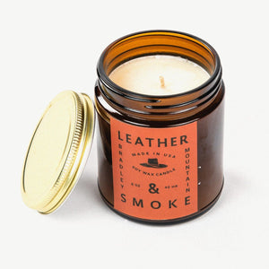 tobacco and leather scented candle Trailblazer Field | & Worn Candle Tobacco Leather Candle Leather & Smoke Candle